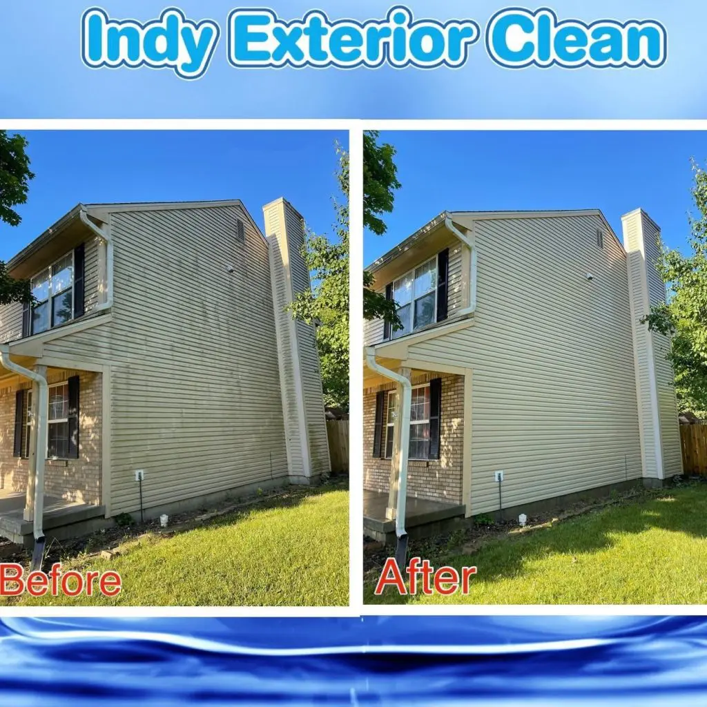 Before and After Siding Cleaning Indy